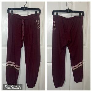 Spiritual Gangster Peace Love Yoga Maroon Joggers Size M